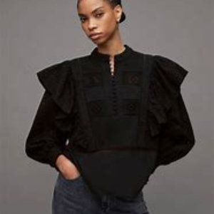 AUBREY EMBROIDERED FRILL BRODERIE TOP